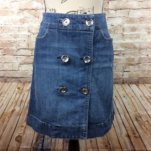 WHBM Denim Silver Button Skirt 0